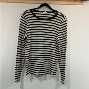 Striped Long Sleeve Shirt - Black and White